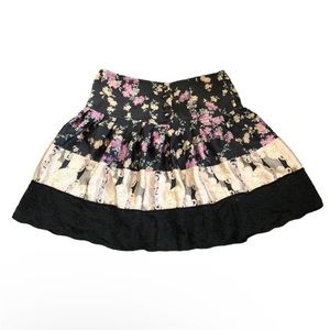 Plenty by Tracy Reese 100% Silk Floral Tiered Mini Skirt Dark Fairycore Size 4